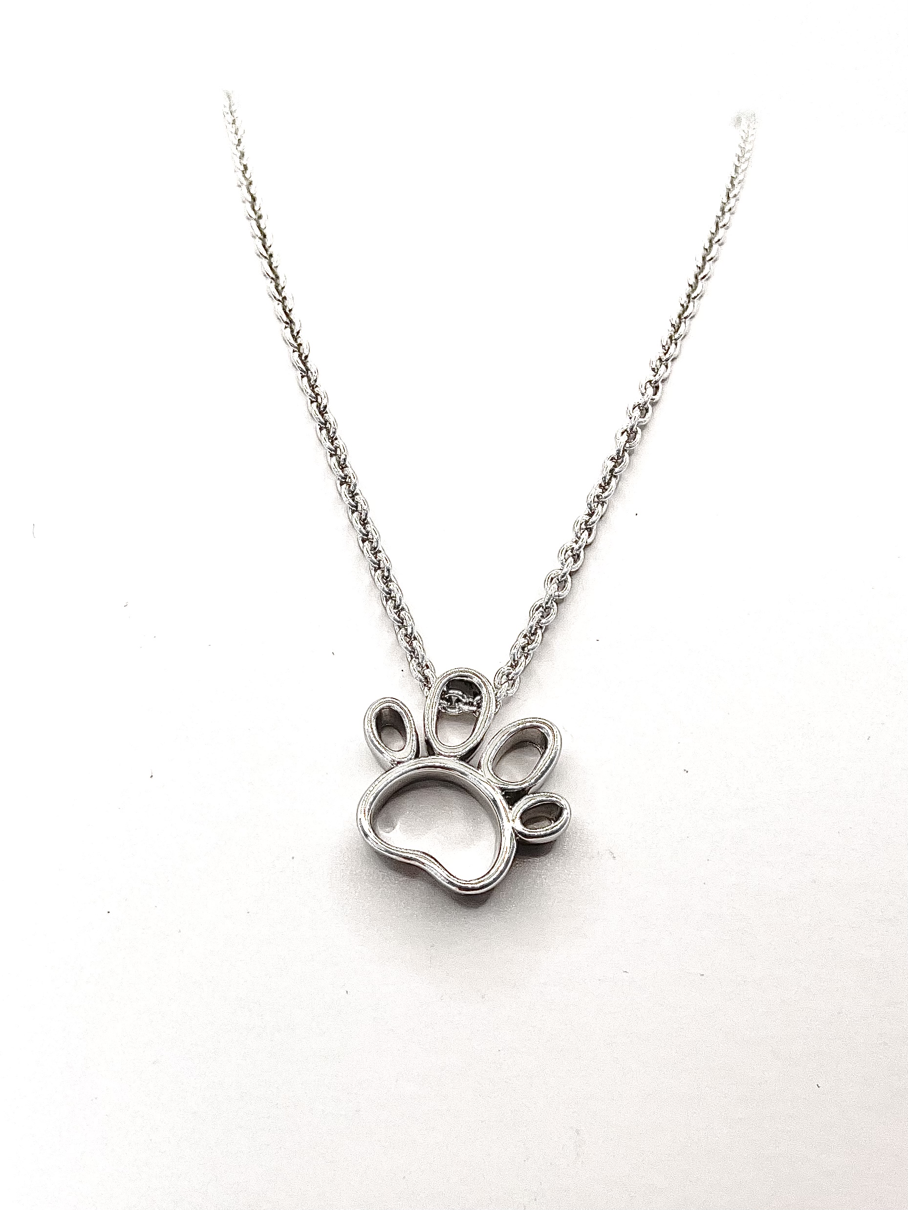 Open Dog Paw Small Necklace Sterling Silver - Lisa Welch Designs